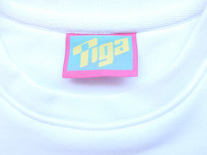 étiquette sweat shirt tiga vintage white